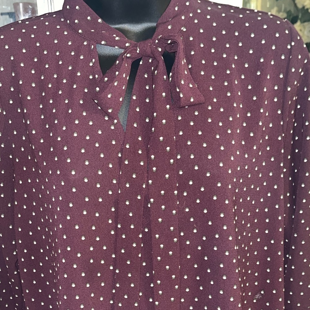 Sweet Wanderer Polka Dot Neck Tie Blouse L - Picture 6 of 11
